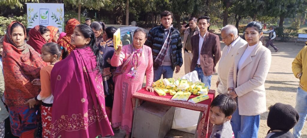 Awareness & Sanitary Pads Distribution at Shahpur Jat on 15.01.2023